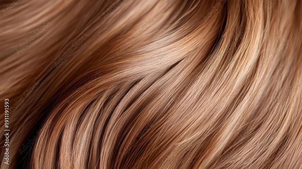 Naklejka premium Long wavy ponytail of brown hair flowing beautifully against white backdrop