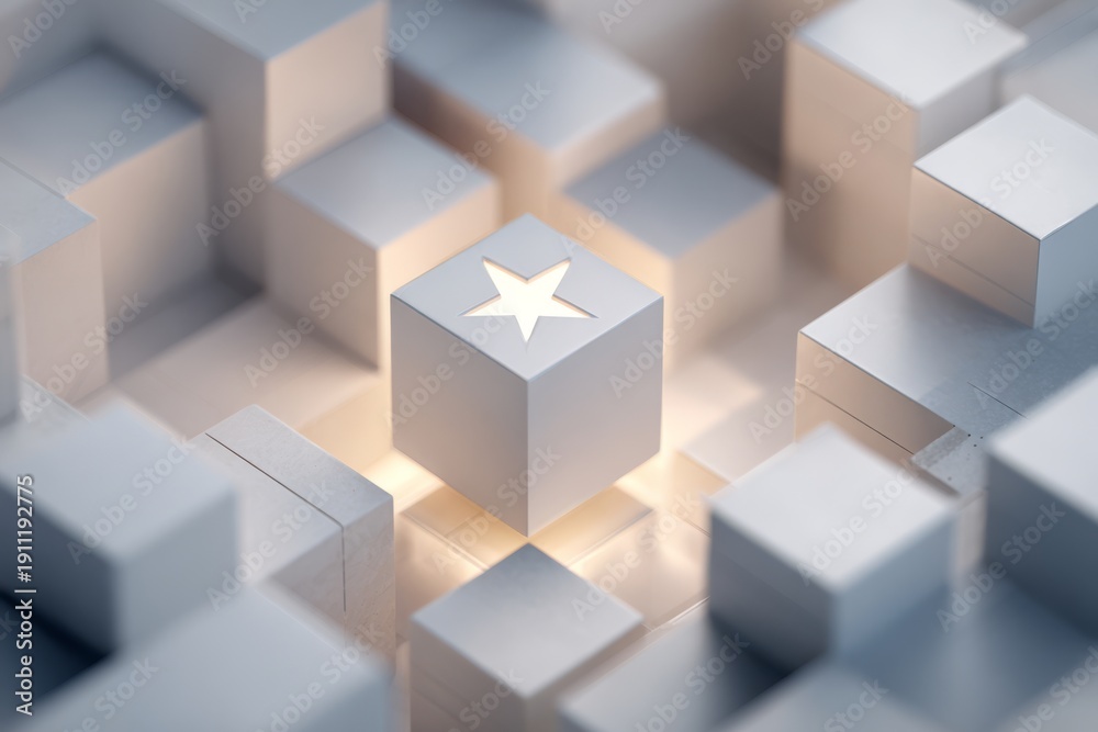 Obraz premium A modular grid environment with a star icon