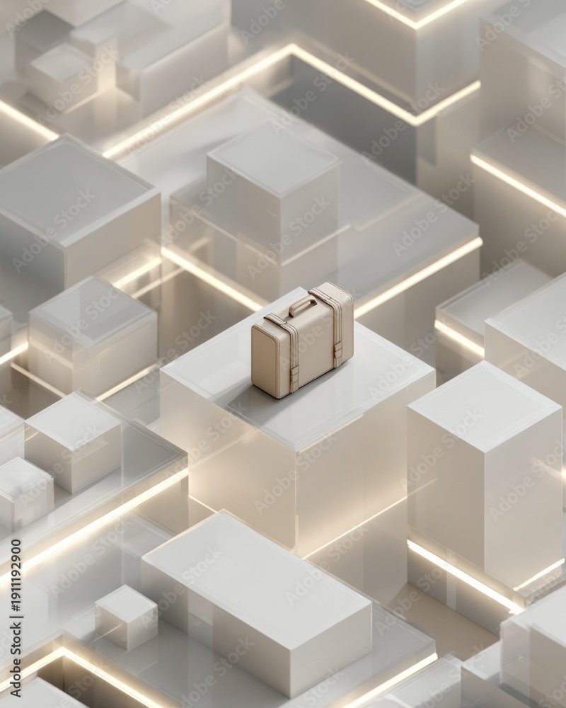 Obraz premium A modular grid environment with a briefcase icon