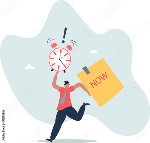 Stop procrastination, do it now or decision to finish work or appointment in time concept.person's life situation and his activities.
