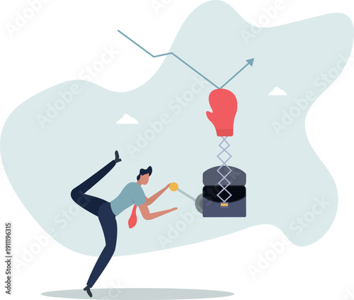 Game changer strategy to improve or rising up, stock market rebound or solution for economic recover from recession concept.person's life situation and his activities.