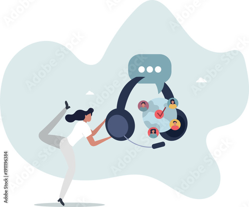 Online customer service with global support center..person's life situation and his activities.