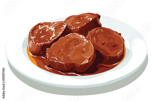 Coq au vin presented on dish isolated