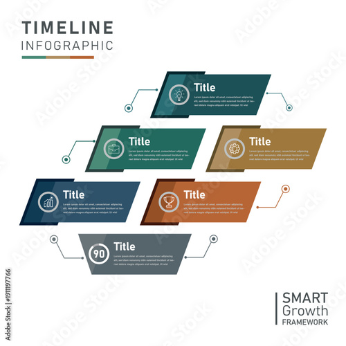 Modern Business Process Timeline Infographic Template, Corporate Workflow Step Presentation Design