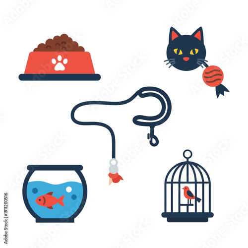 Collection of Pet Accessories and Animals.