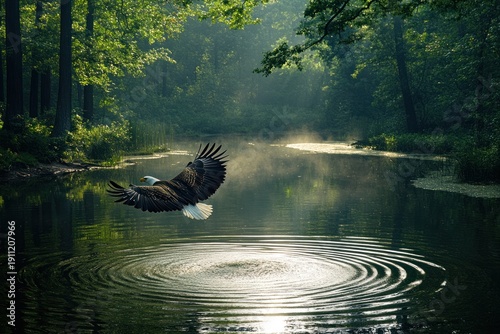 Eagles Graceful Descent - A Moment of Natures Harmony Captured.