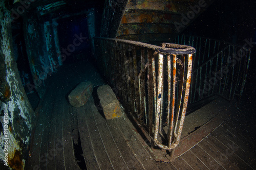 Bild auf Leinwand Carvela wreck (shipwreck) with famous staircase, Gozo, Malta