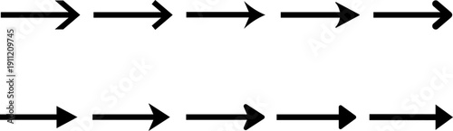 Black arrow set with different heads, straight line pointers for web and apps.