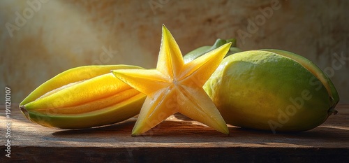 Star Fruit Still Life - A Vibrant Display of Tropical Delights.