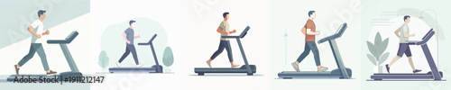 Vector Illustration of a Man Running on a Treadmill