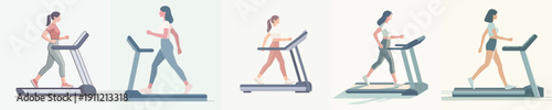 Vector Illustration of a Woman Running on a Treadmill