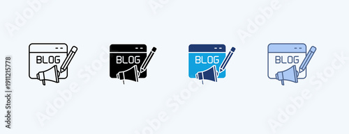 Blog Marketing Multiple Icon Illustration Vector
