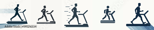 Silhouette Vector Illustration of a Man Running on a Treadmill