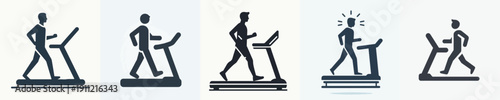 Silhouette Vector Illustration of a Man Running on a Treadmill