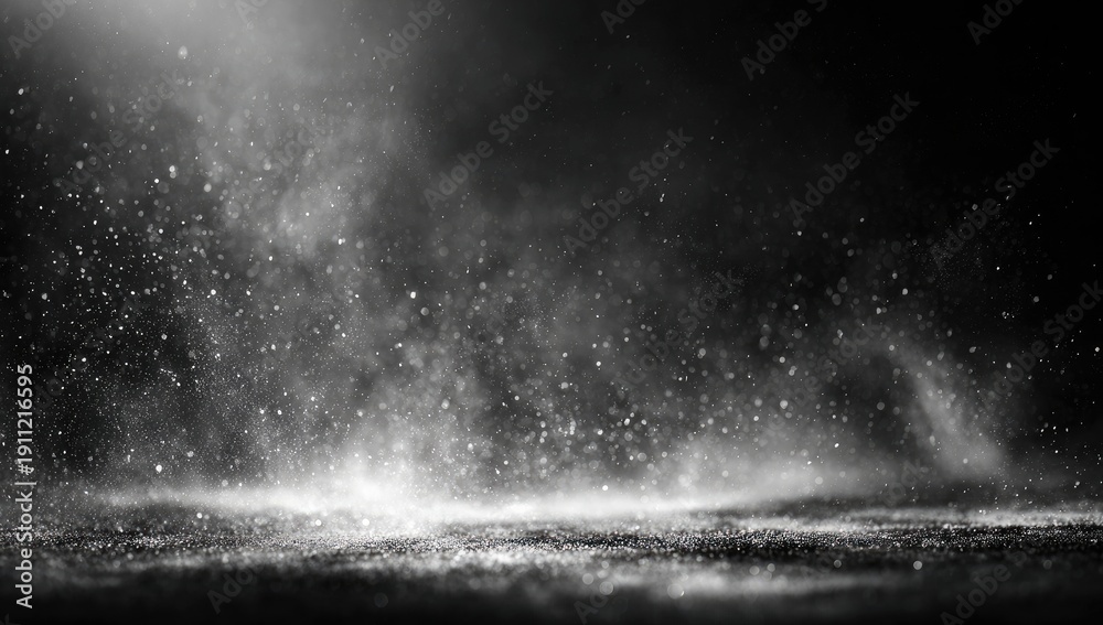 Fototapeta premium Dramatic spotlight illuminates dust and vapor on a dark textured surface