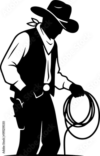 Cowboy | Minimalist and Simple Silhouette - Vector illustration
