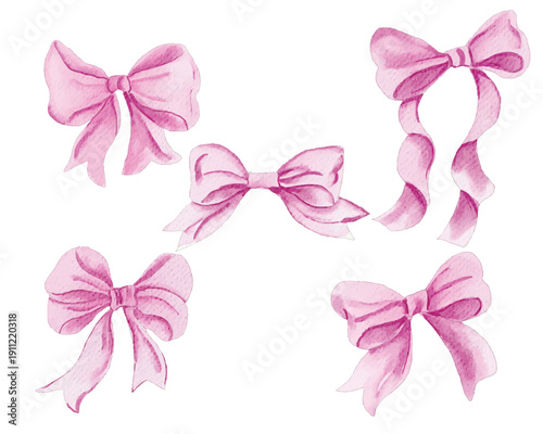 Cute Pink Watercolor Bow Set