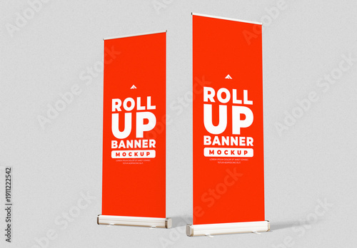 Double Roll Up Banner Mockup for Trade Show Exhibition and Corporate Event Branding