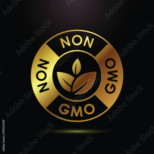 Golden non GMO logo with leaf