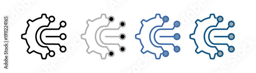
tech icon set multiple style collection with gear and artificial nerve design