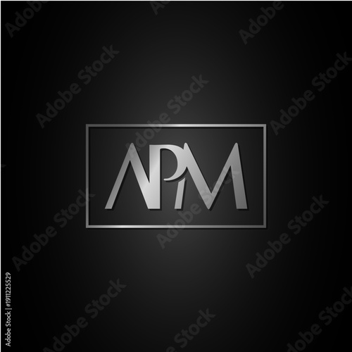 initial letter APM logo monogram silver color