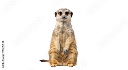 Foto Alert meerkat standing isolated on transparent background, cute suricate or suri