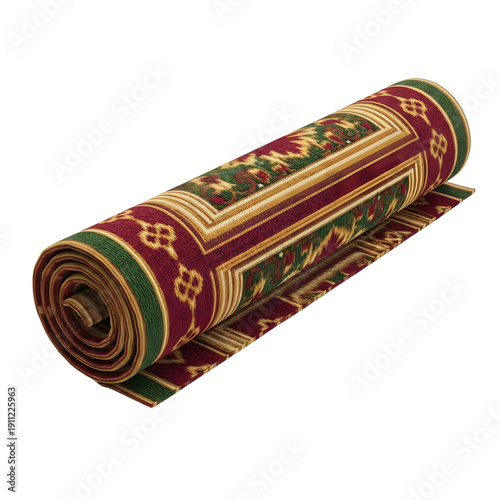Colorful Rolled Up Carpet with Pattern.