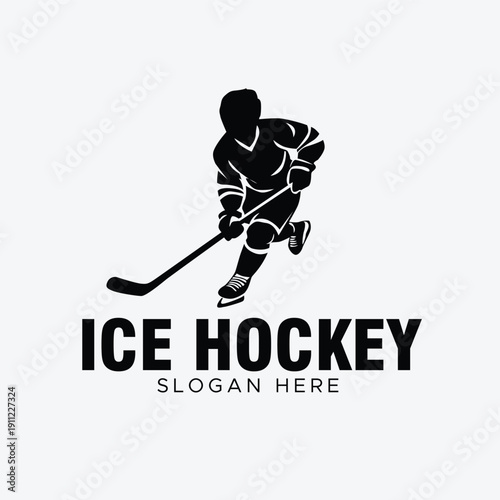 ice hockey player silhouette logo club vector