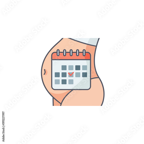 Pregnant woman holding calendar with marked date