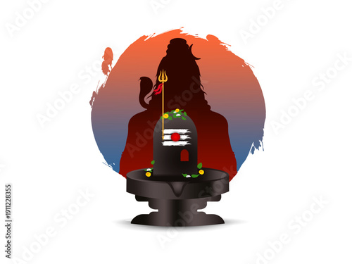 Illustration of Hindu God Lord Shiva meditating with Trishula and Lingam.