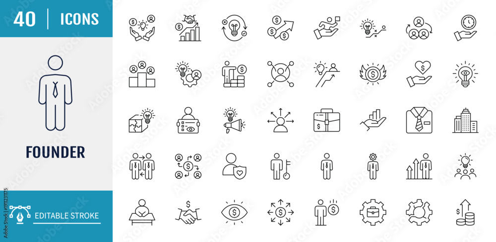 Foto Founder icon set