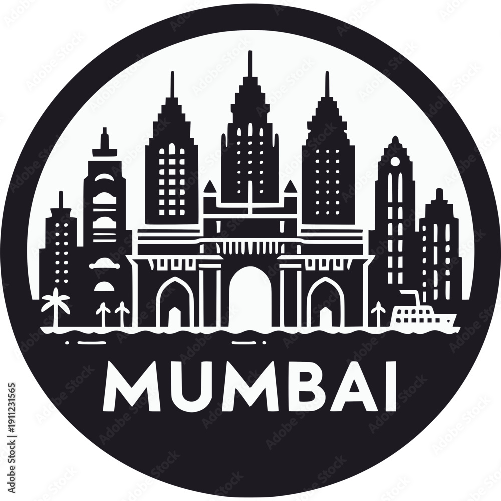 Obraz premium Mumbai Skyline Vector Icon