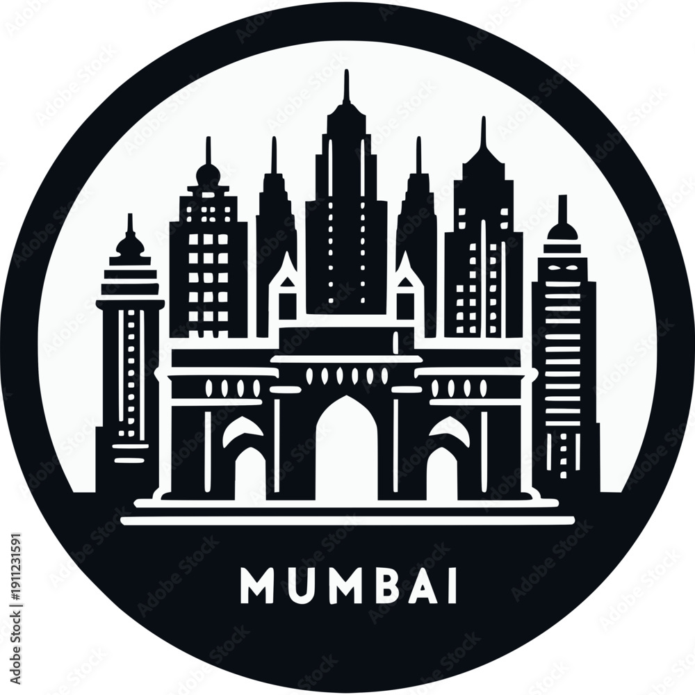 Fototapeta premium Mumbai Skyline Vector Icon