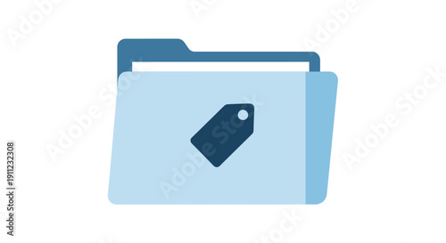 Folder with tag icon symbolizing organized digital data and efficient file management