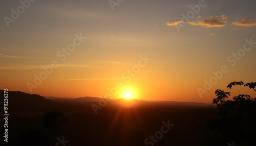 Golden horizon over jungle valley