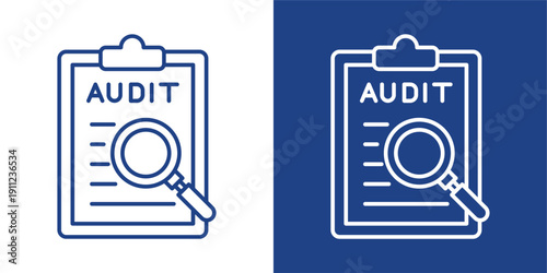 Audit Blue And White Icon Style Collection