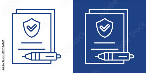 Policy Blue And White Icon Style Collection