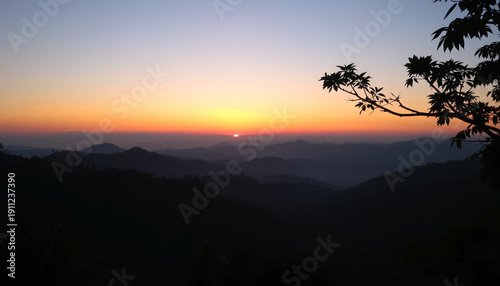 Serene horizon over jungle hills