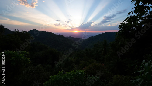 Serene twilight over jungle hills