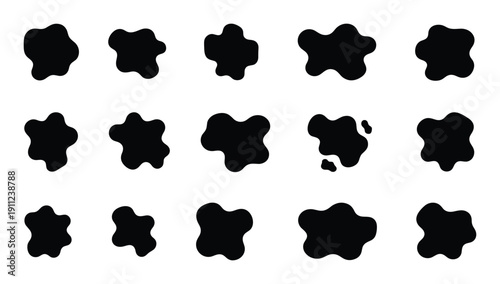 Collection of abstract drops shape blot isolated on transparent background for design use