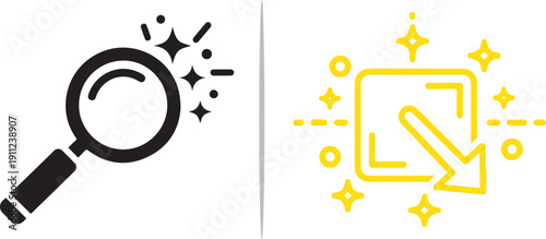 Isometric vector illustration featuring a brain merged with a lightbulb, symbolizing innovation and ideas, shown in both solid black and line art styles.