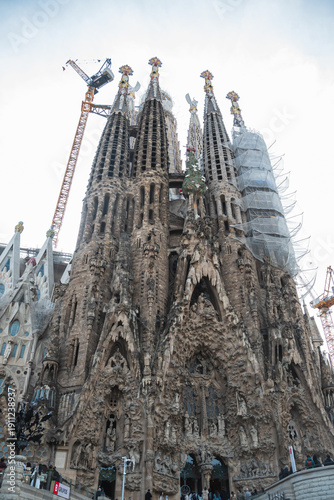 Detalle gótico de la Sagrada Familia, una iglesia en Barcelona creada por Gaudi