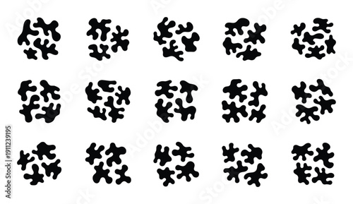 Set of abstract blots element of irregular shape on transparent background for design use
