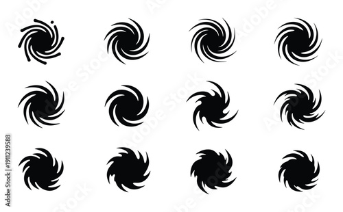 Swirl circle abstract vector design element isolated on transparent backdrop