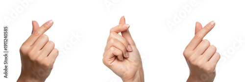 Fotografia Finger heart gesture close-up isolated on white background, human hand forming s