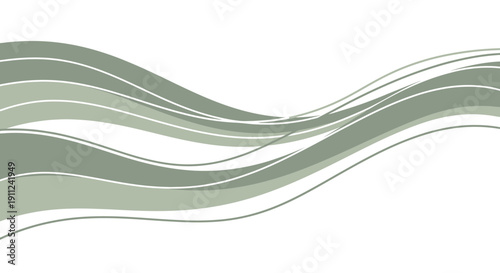 Serene landscape illustration with wavy lines, abstract art, digital graphics, flowing curves, and gentle movement