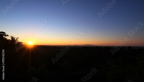 Tranquil evening across jungle valley