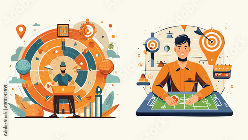 Business strategy and planning with target achievement and goal setting for success