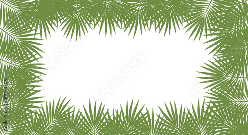 Green Palm Leaves Border Frame Template.