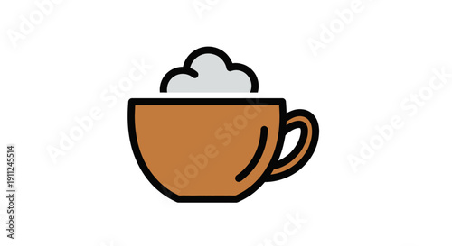 Illustration of a Cappuccino Cup: Vector Art of Coffee Beverage with Froth